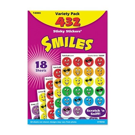 Trend Enterprises TREND, Stinky Stickers Variety Pack, Smiles, 432PK T83903